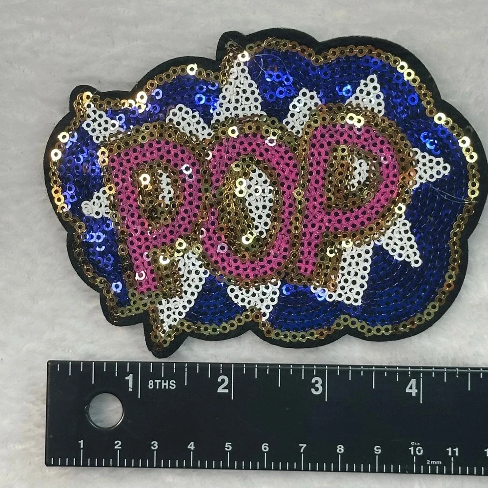 POP Sequin Patch  Multi-Color Comic Art Style Retro Y2K 90s style